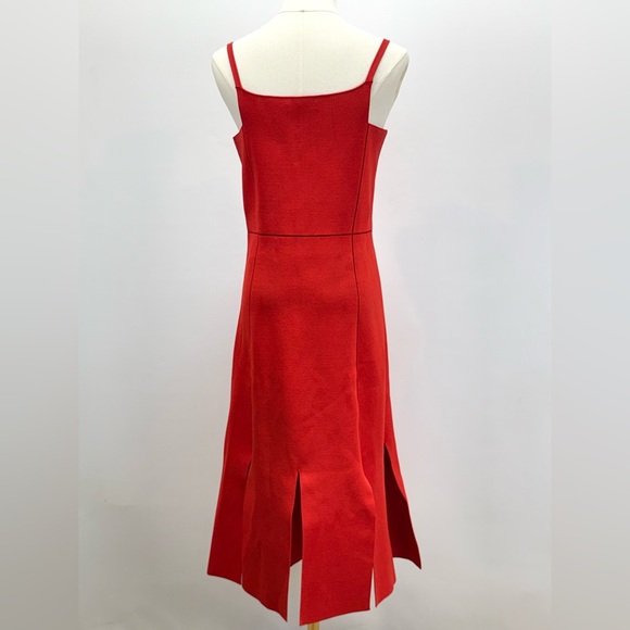 ADEAM Striking Red square neck split hem Midi Dress size 8 - Picture 7 of 15